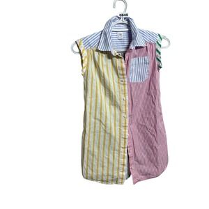 Gap Kids Patchwork Stripe Shirt Dress Preppy Colorblock Cotton Summer Beach Swim